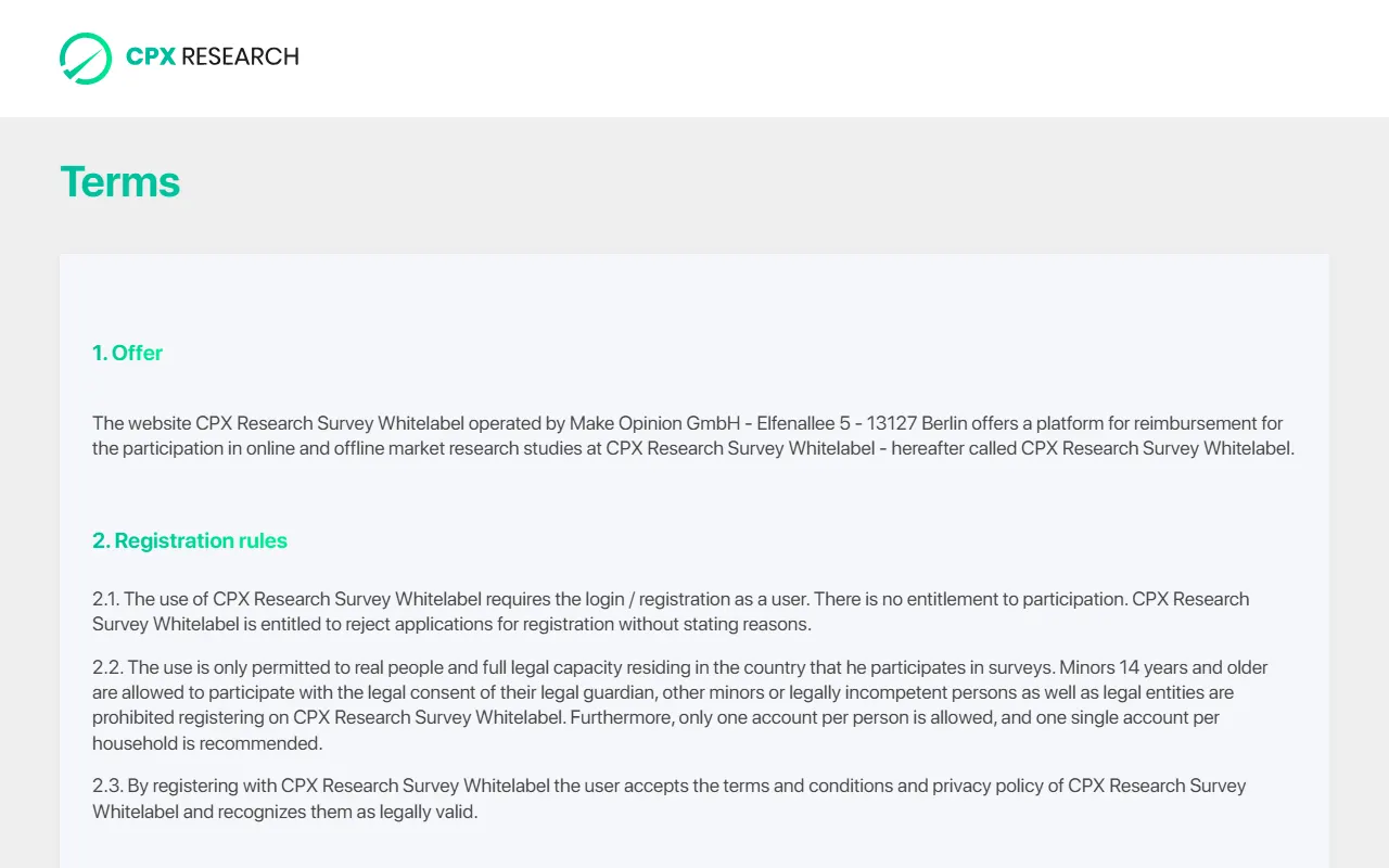CPX Research screen reference